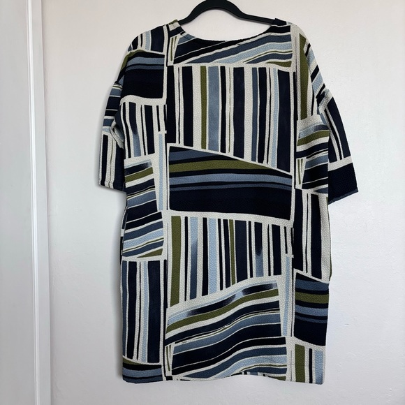 Weston Anthropologie Geometric Striped 3/4 Sleeve Shift Dress Size Medium - Picture 7 of 12